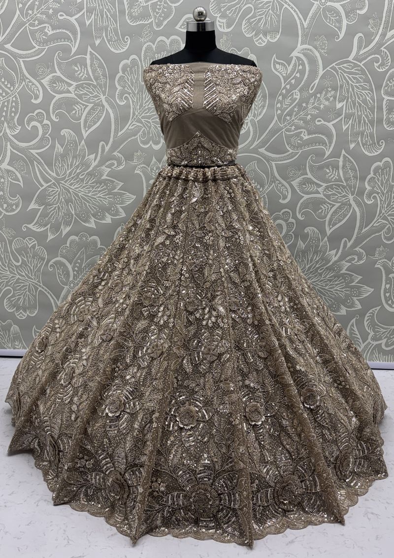 Chiku Pure Soft Net Heavy Embroidery Work Bridal Lehenga