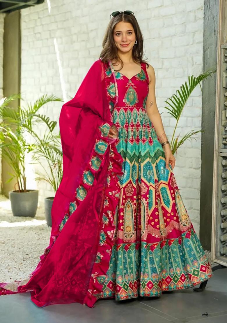 Multi Pure Heavy Soft Silk Digital Printed Anarkali Gown