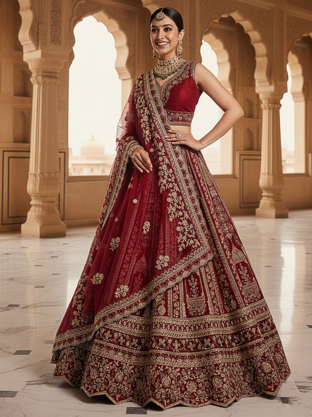 Red Pure Soft Silk Premium Bridal Lehenga Choli Wedding Lehenga Choli Anant Tex Exports Pvt.Ltd..