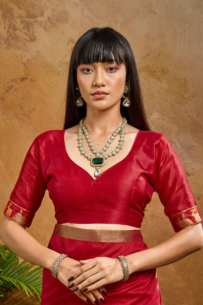 Red Pure Soft Tussar Handloom Silk Saree 