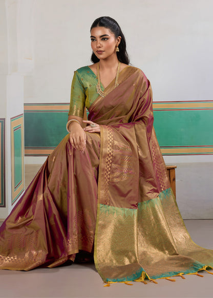 Coffee Brown Pure Soft Silk Handloom Saree Panetar Saree Anant Tex Exports Pvt.Ltd..