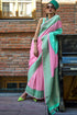 Pink and Green Pure Soft Banarasi Handloom Banarasi Saree 