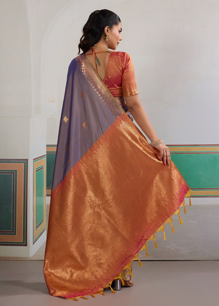 Lavender Pure Soft Silk Handloom Saree