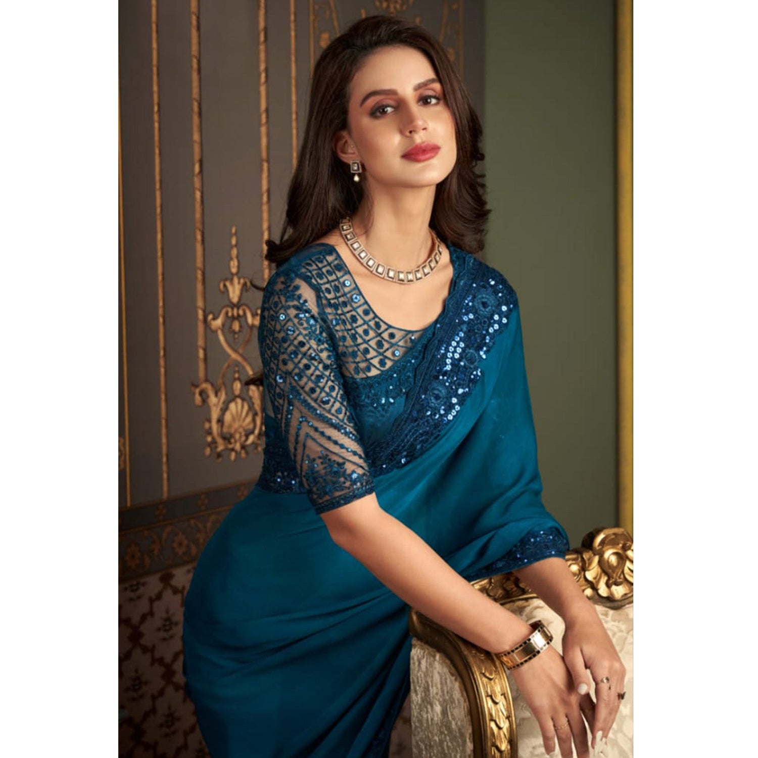 Beautiful Designer Party Wear Sandalwood Design 1204