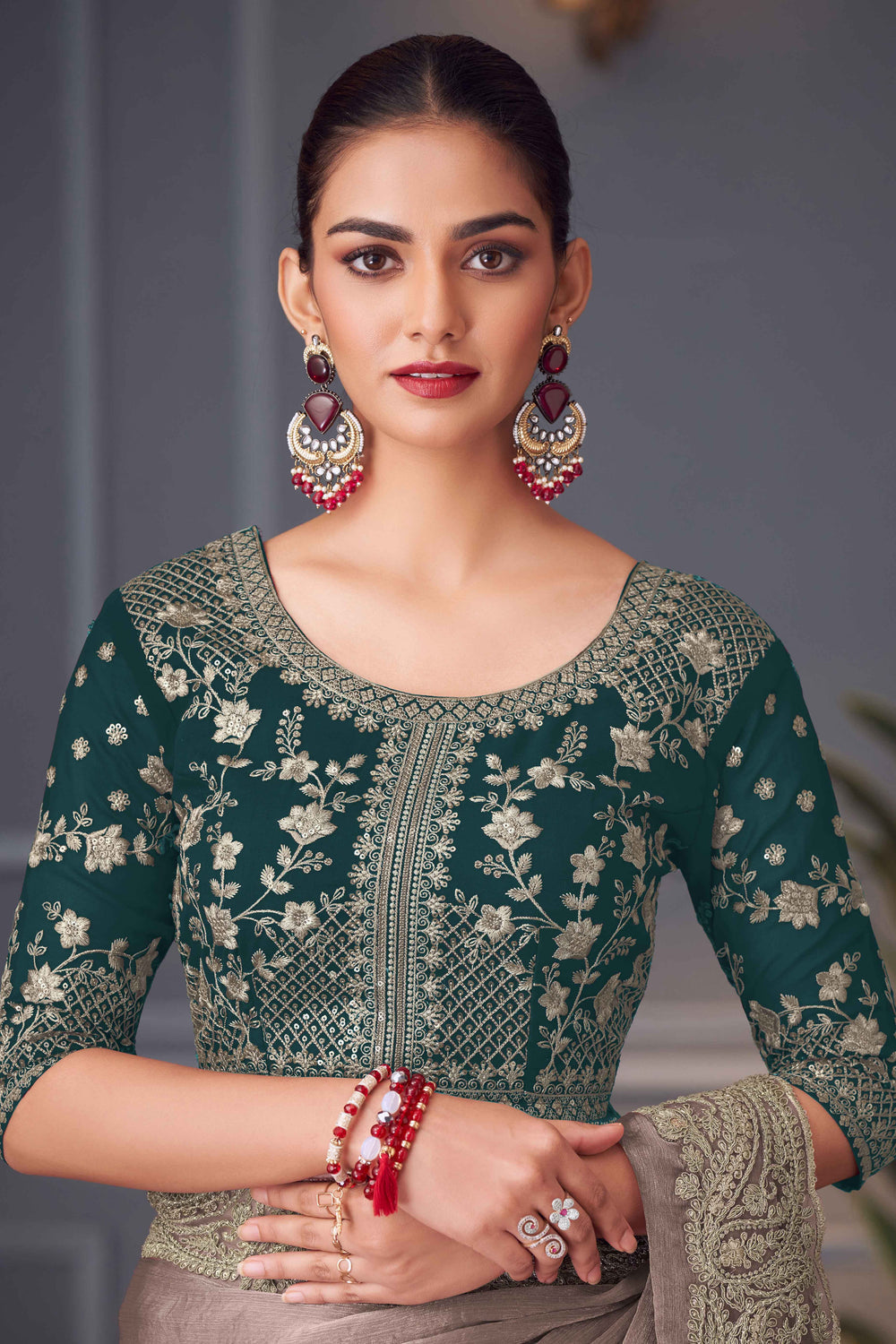 Grey Pure Georgette Chiffon With Embroidery Sequins Saree 