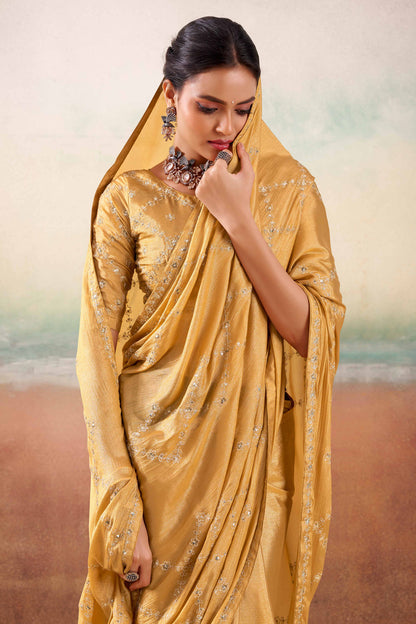 Chikoo Two Tone Chiffon Saree 
