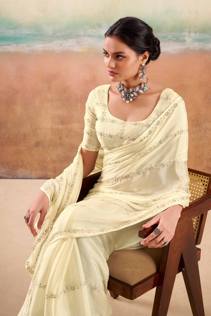 Offwhite Two Tone Chiffon Saree 