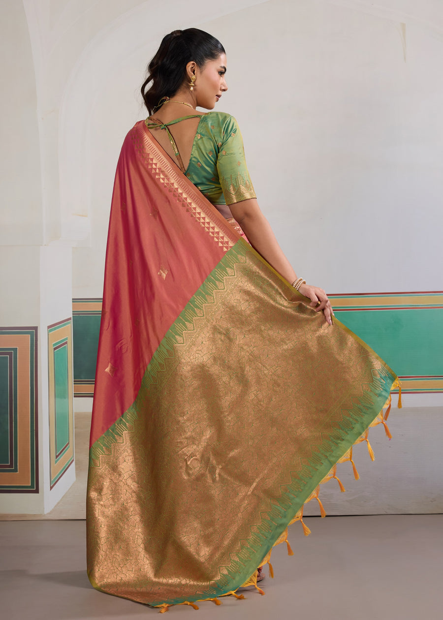 Rani Pink Pure Soft Silk Handloom Saree Panetar Saree Anant Tex Exports Pvt.Ltd..
