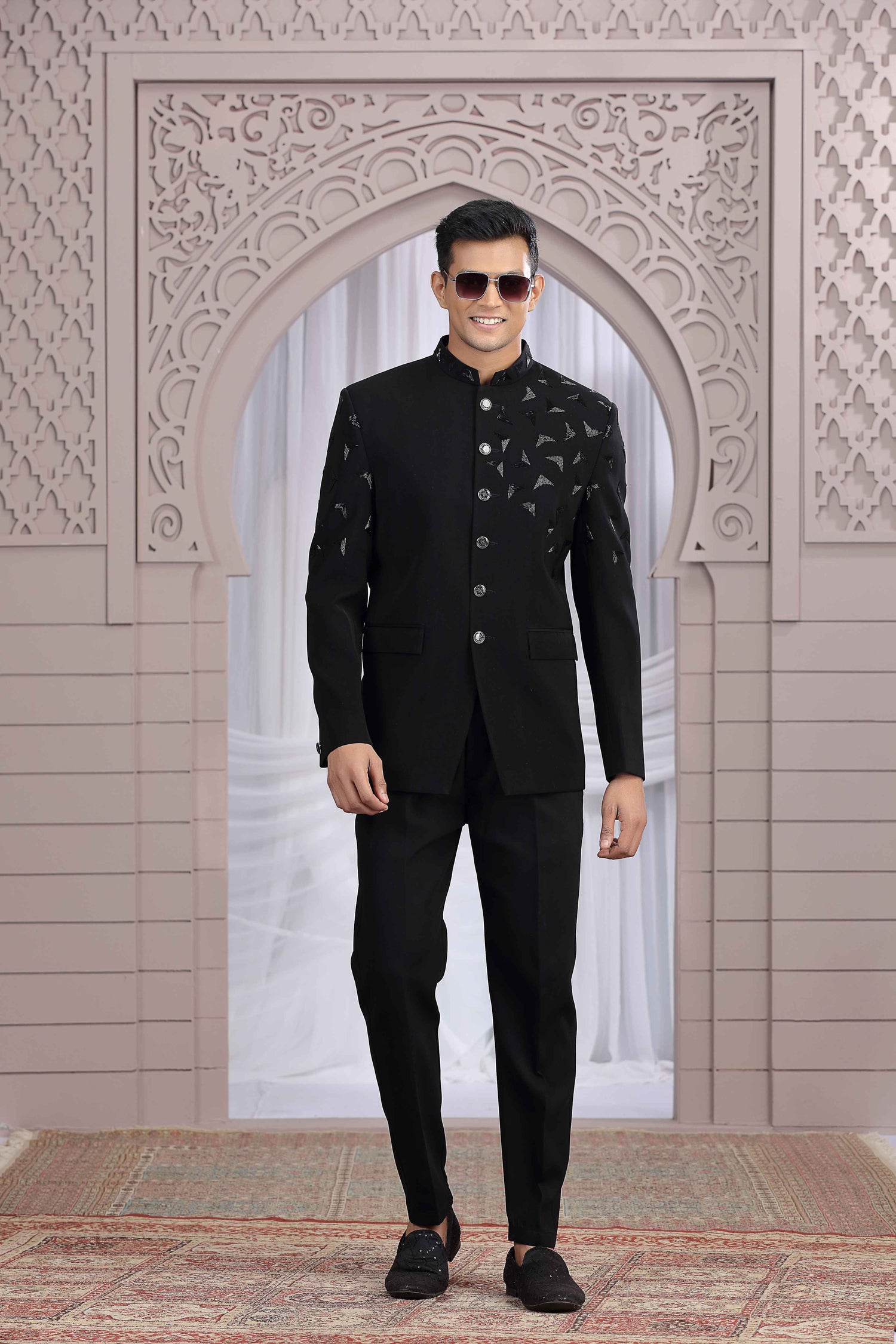 Black Royal Jodhpuri Suit for Men with Hand Embroidery Jodhpuri suit Anant Tex Exports Pvt.Ltd..