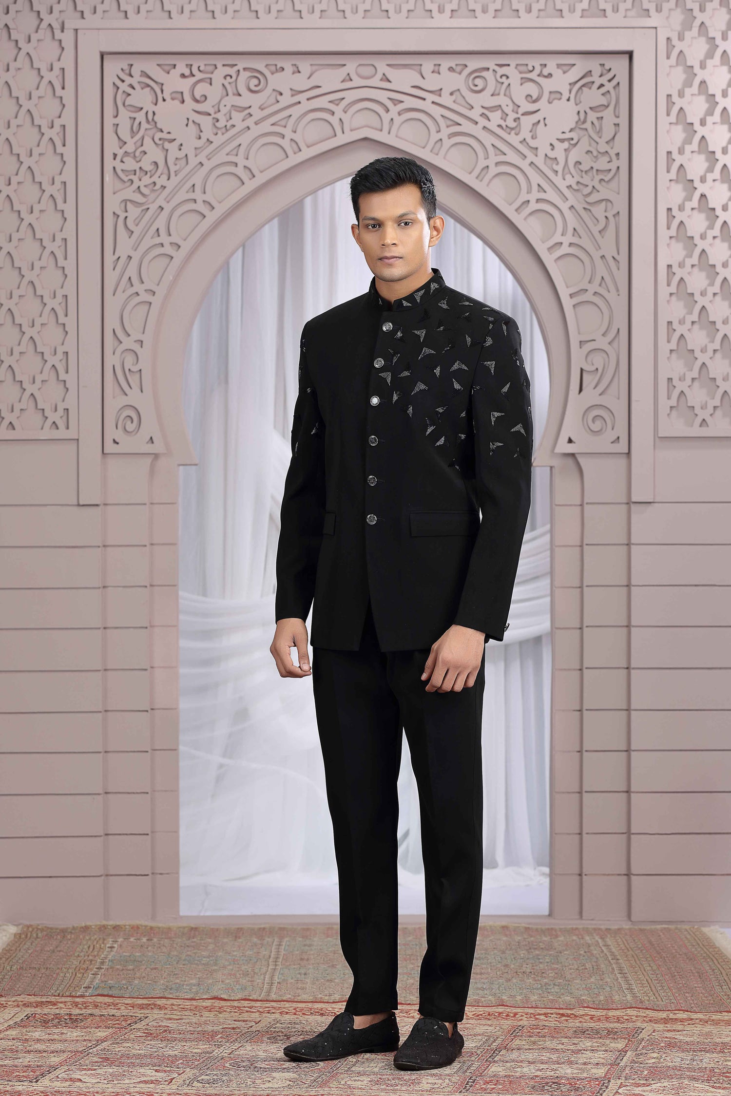 Black Royal Jodhpuri Suit for Men with Hand Embroidery Jodhpuri suit Anant Tex Exports Pvt.Ltd..
