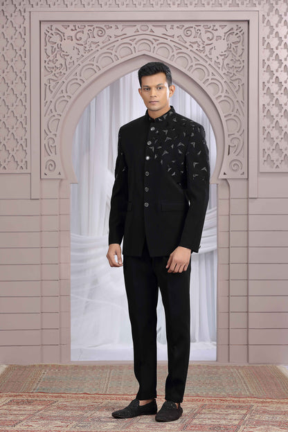 Black Royal Jodhpuri Suit for Men with Hand Embroidery Jodhpuri suit Anant Tex Exports Pvt.Ltd..