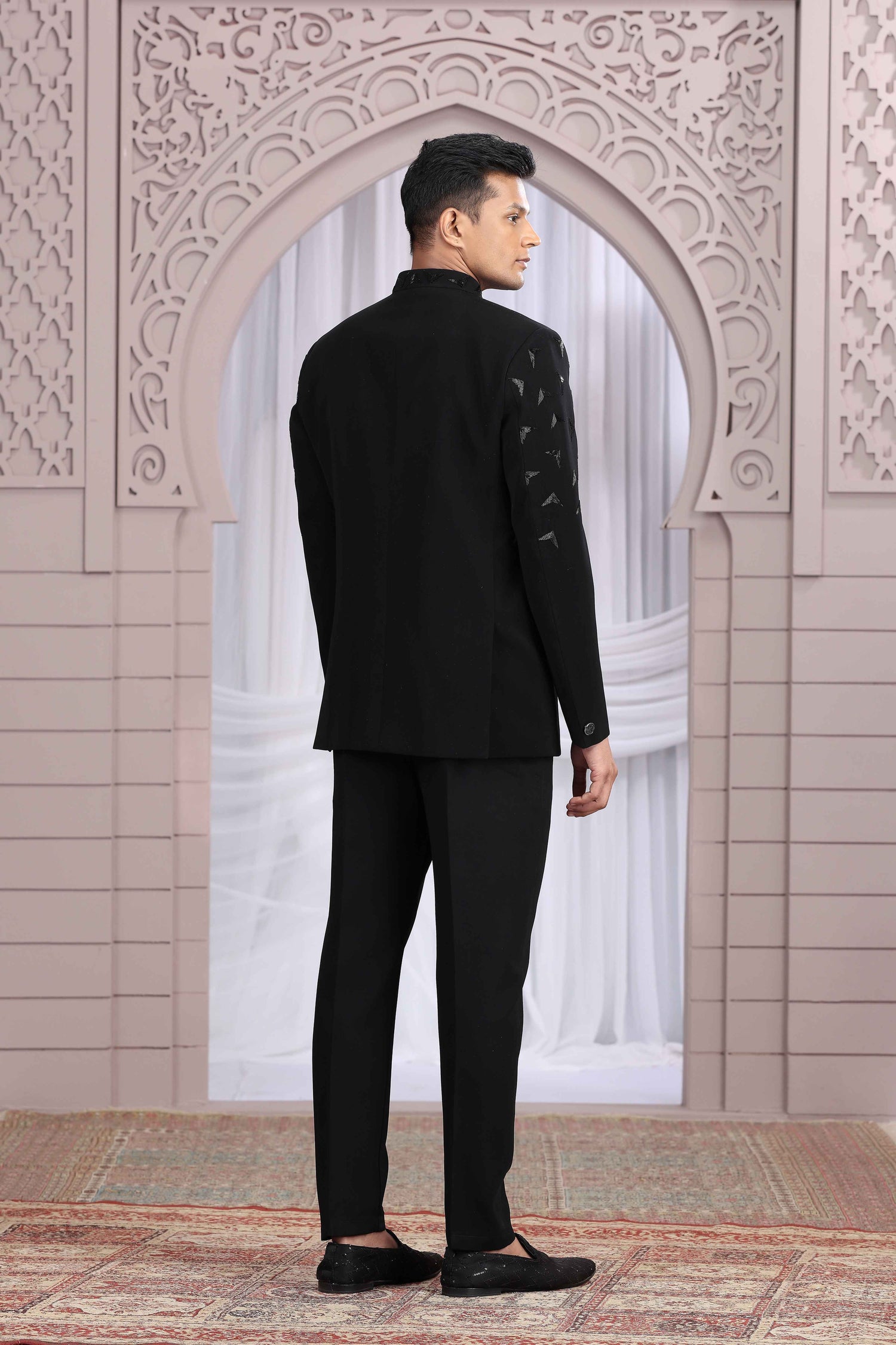 Black Royal Jodhpuri Suit for Men with Hand Embroidery Jodhpuri suit Anant Tex Exports Pvt.Ltd..