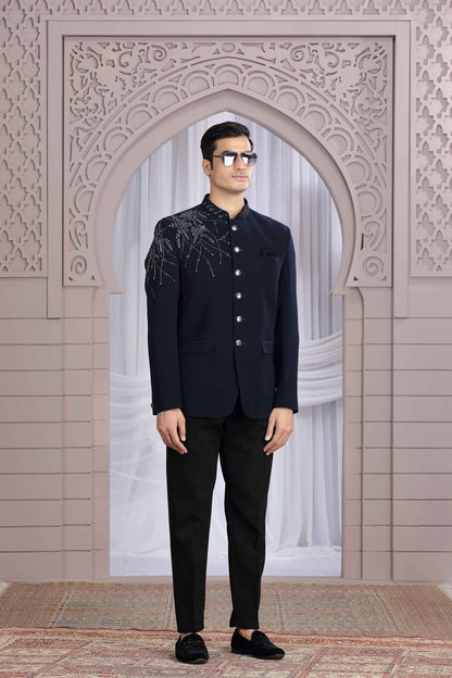 Navy Blue Jodhpuri Suit for Men with Hand Work Jodhpuri suit Anant Tex Exports Pvt.Ltd..