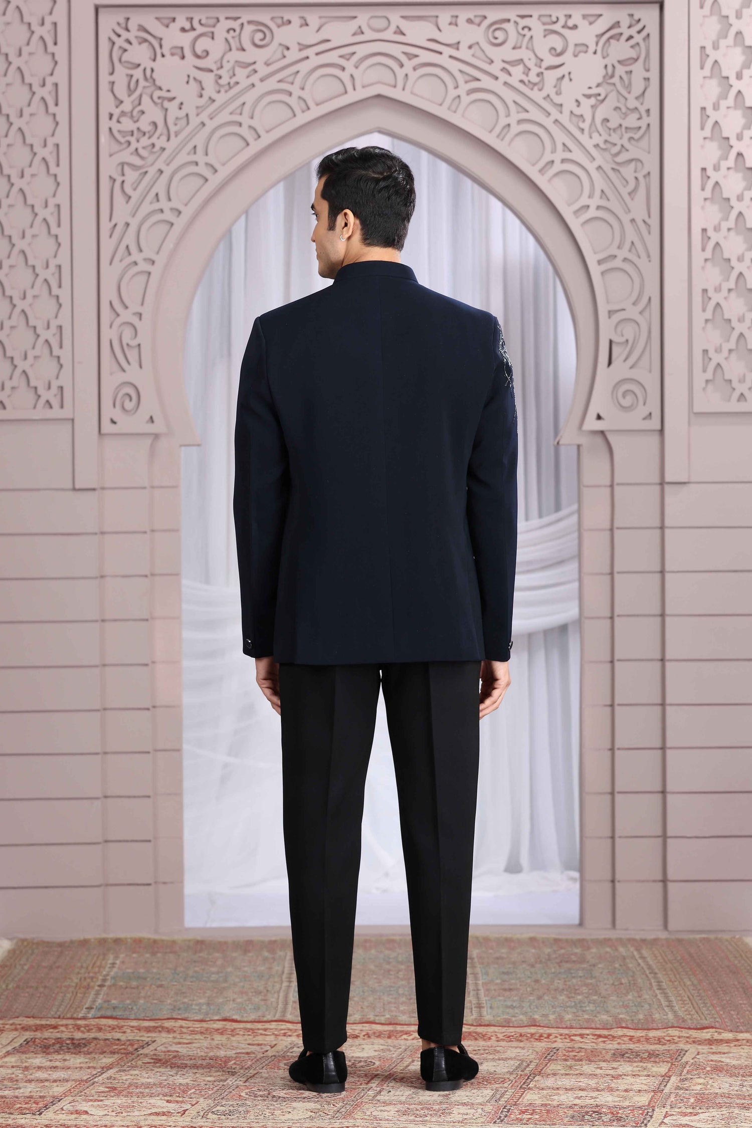 Navy Blue Jodhpuri Suit for Men with Hand Work Jodhpuri suit Anant Tex Exports Pvt.Ltd..