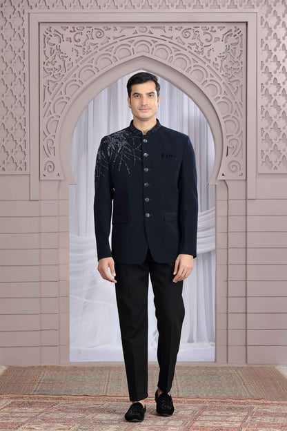 Navy Blue Jodhpuri Suit for Men with Hand Work Jodhpuri suit Anant Tex Exports Pvt.Ltd..