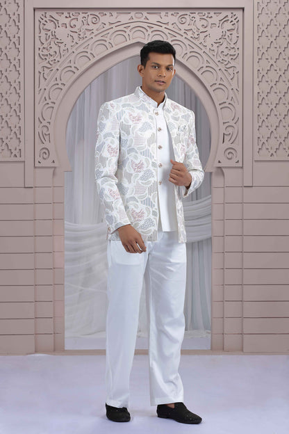 Cream Jodhpuri Suit for Men with Thread Work Jodhpuri suit Anant Tex Exports Pvt.Ltd..