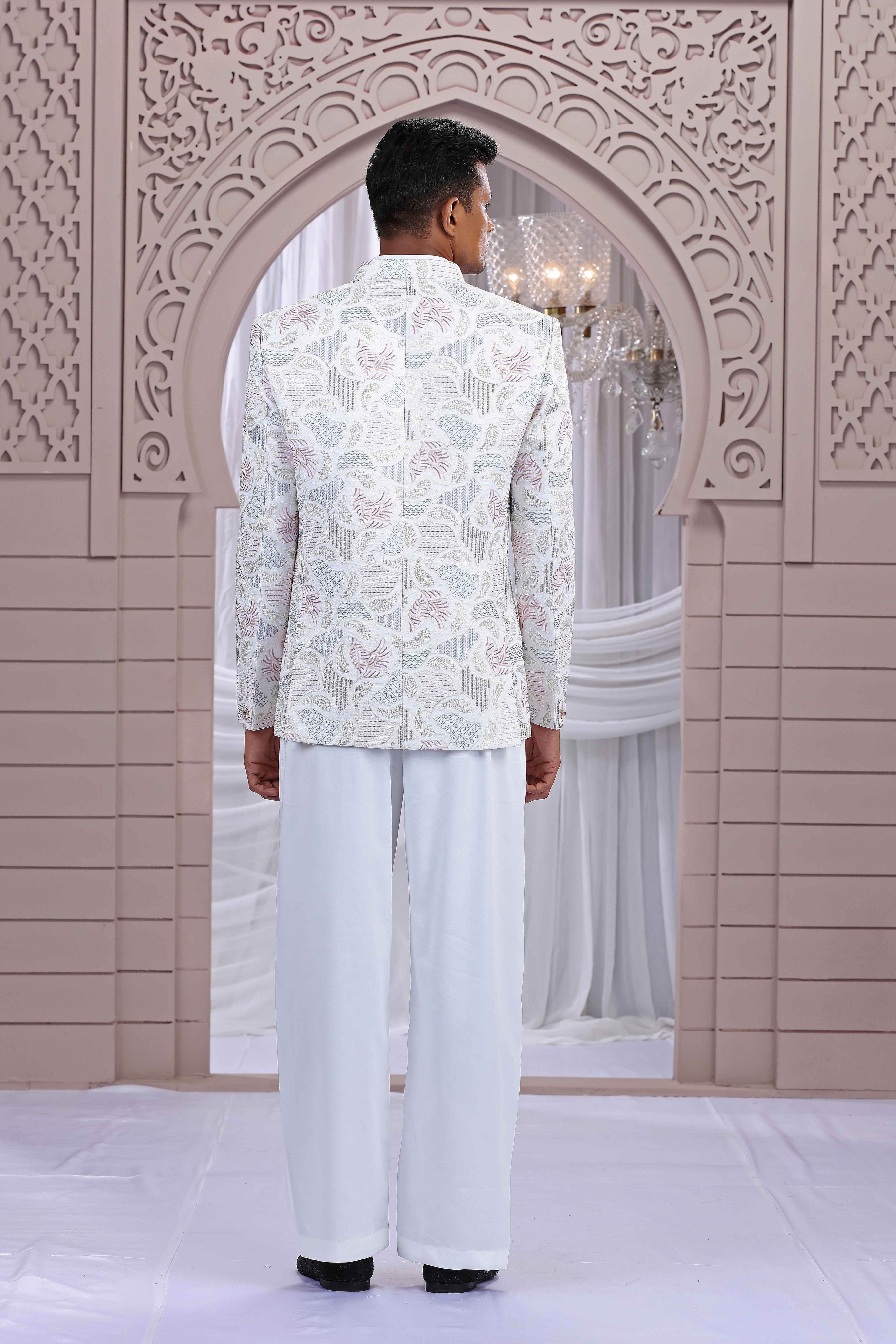 Cream Jodhpuri Suit for Men with Thread Work