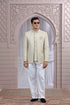 Beige Jodhpuri Suit with Thread Work Jacket Jodhpuri suit Anant Tex Exports Pvt.Ltd..