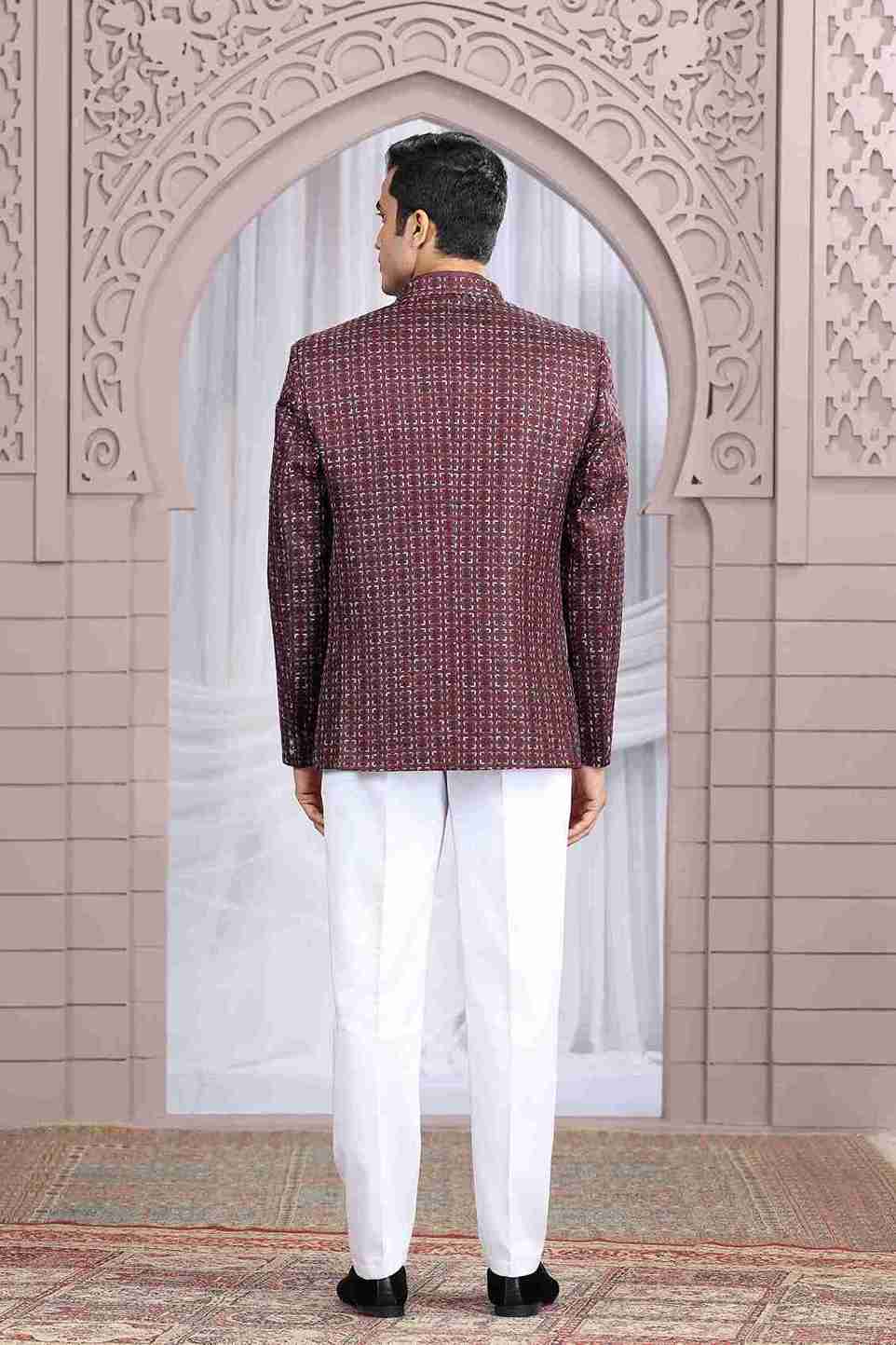 Wine Designer Jodhpuri Suit with Premium Thread Work Jodhpuri suit Anant Tex Exports Pvt.Ltd..