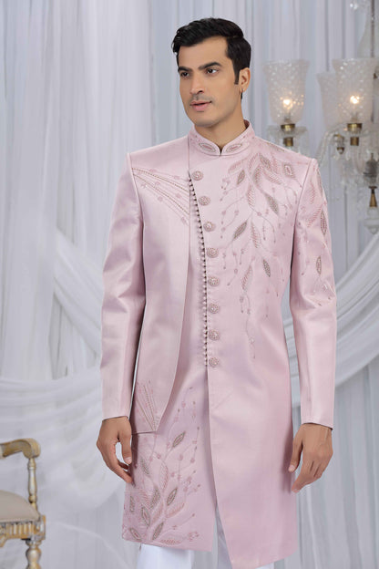 Light Pink Embroidered Art Silk Sherwani for Men Sherwani for Men Anant Tex Exports Pvt.Ltd..