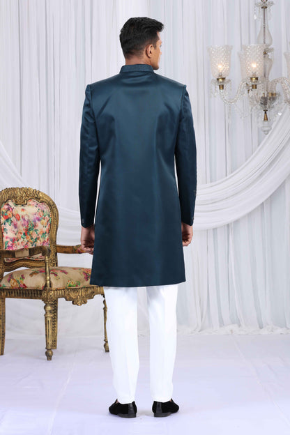 Navy Blue Art Silk Embroidered Sherwani for Groom Sherwani for Men Anant Tex Exports Pvt.Ltd..
