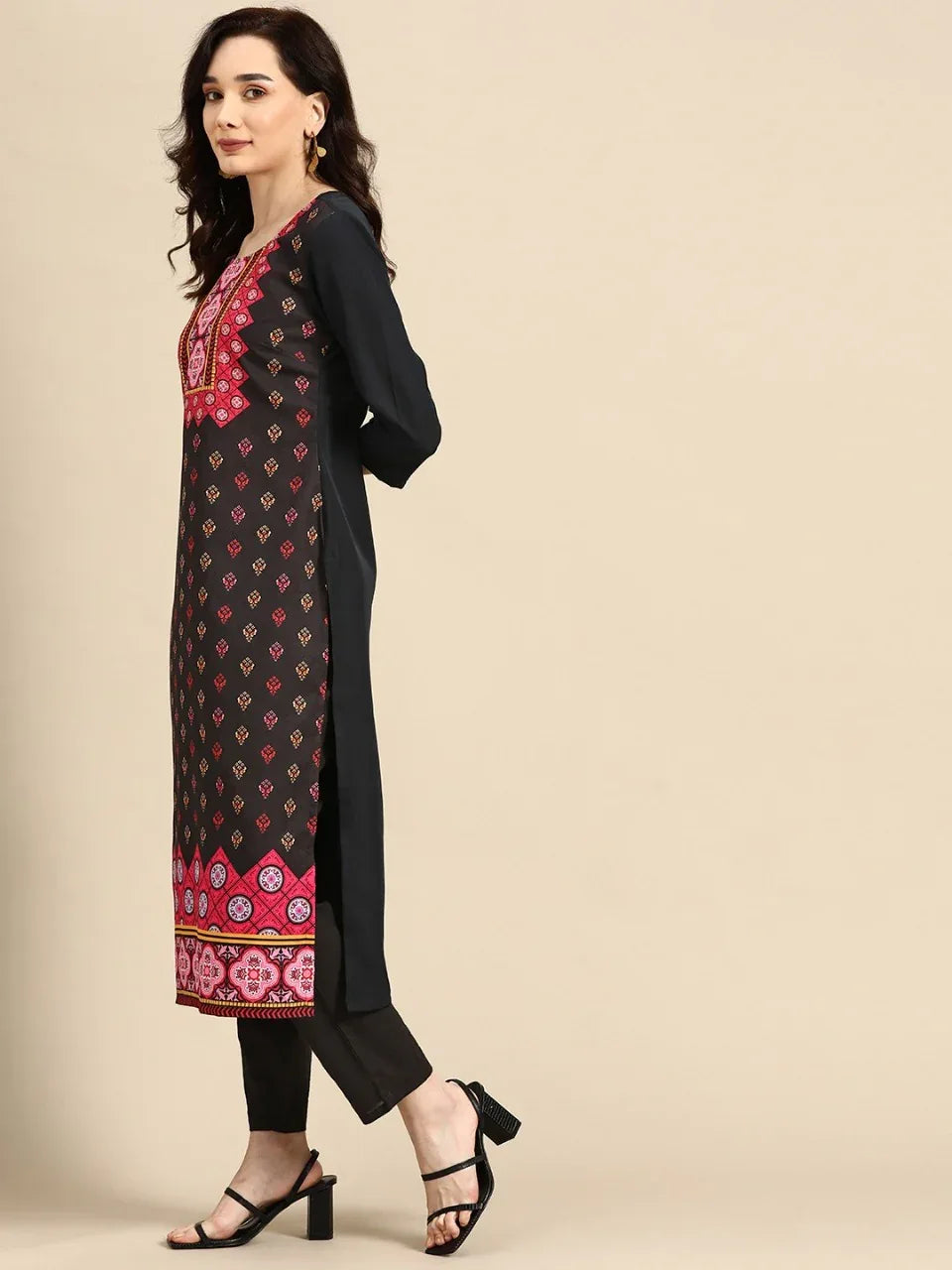 NAINA FESTIVE WEAR POLY CHANDERI KURTI - Anant Exports