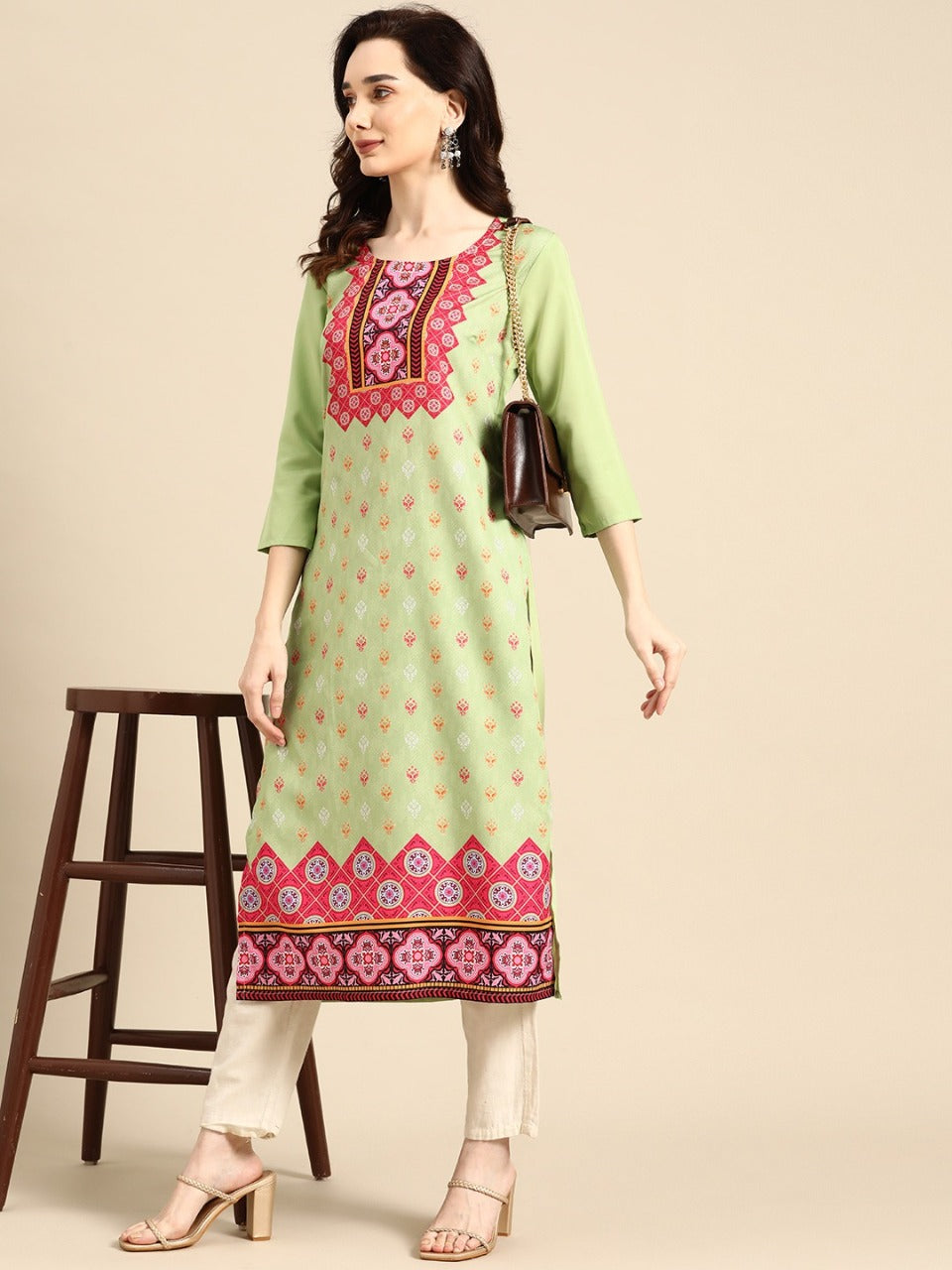 NAINA FESTIVE WEAR POLY CHANDERI KURTI