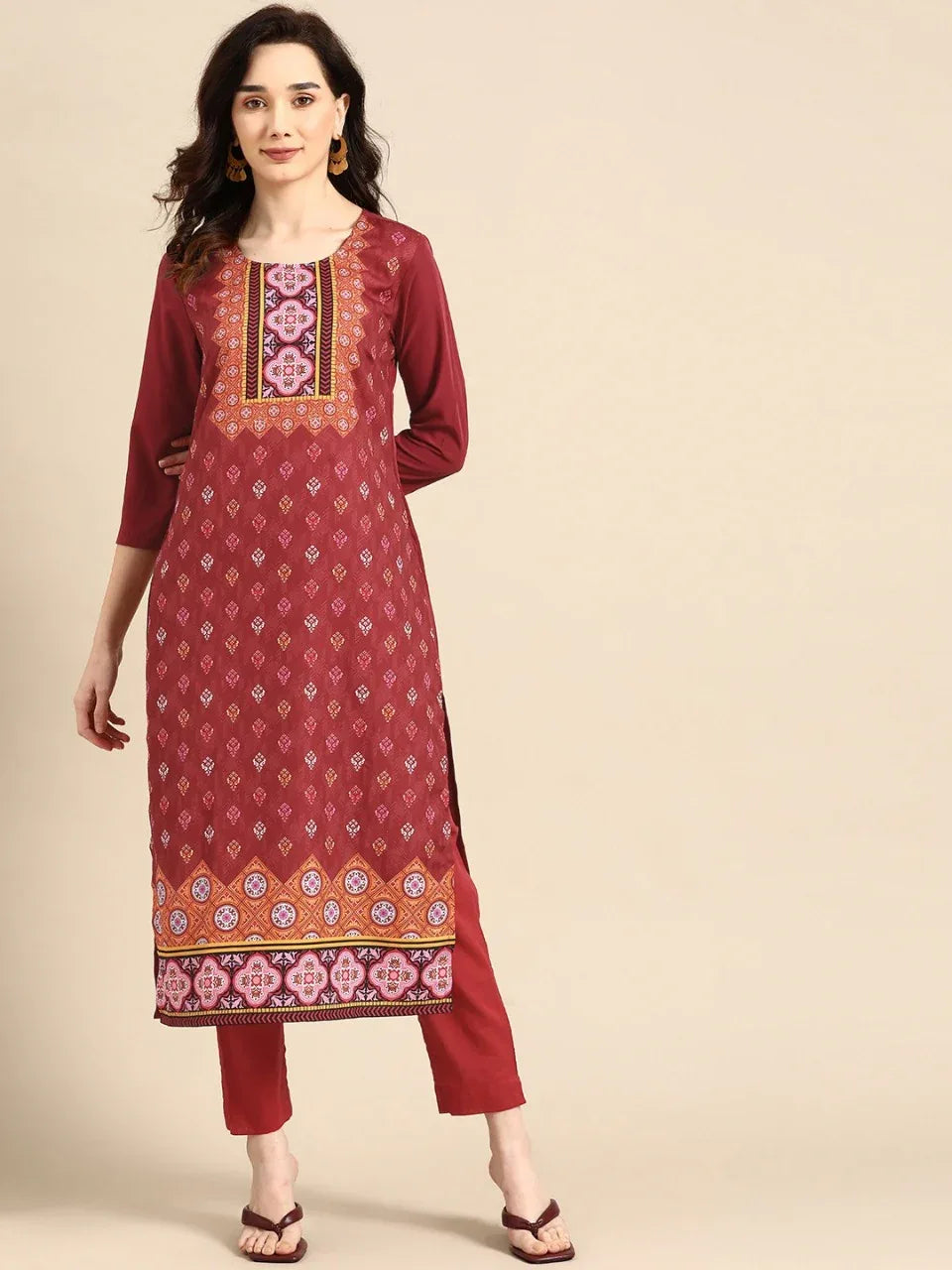 NAINA FESTIVE WEAR POLY CHANDERI KURTI - Anant Exports