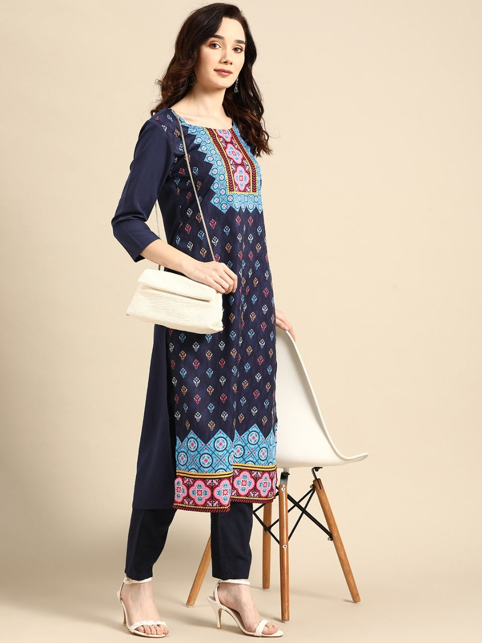 NAINA FESTIVE WEAR POLY CHANDERI KURTI