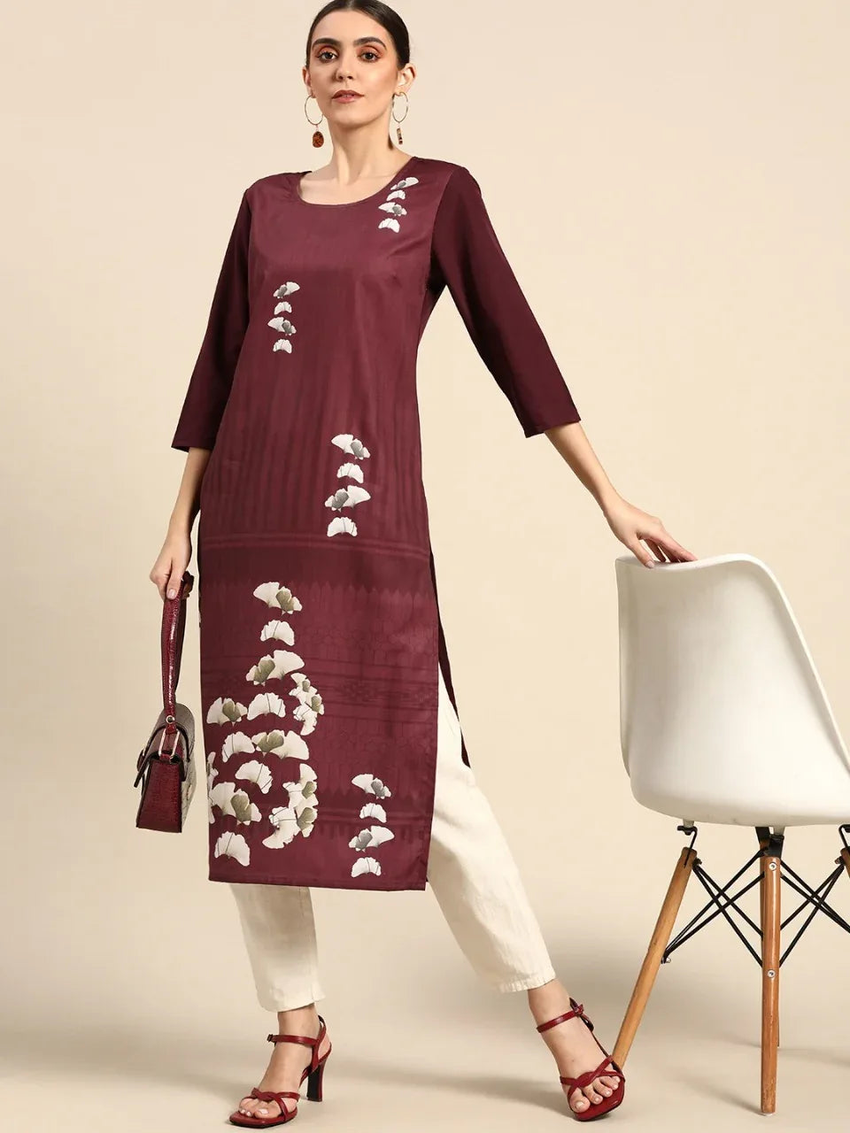 NAINA FESTIVE WEAR POLY CHANDERI KURTI - Anant Exports