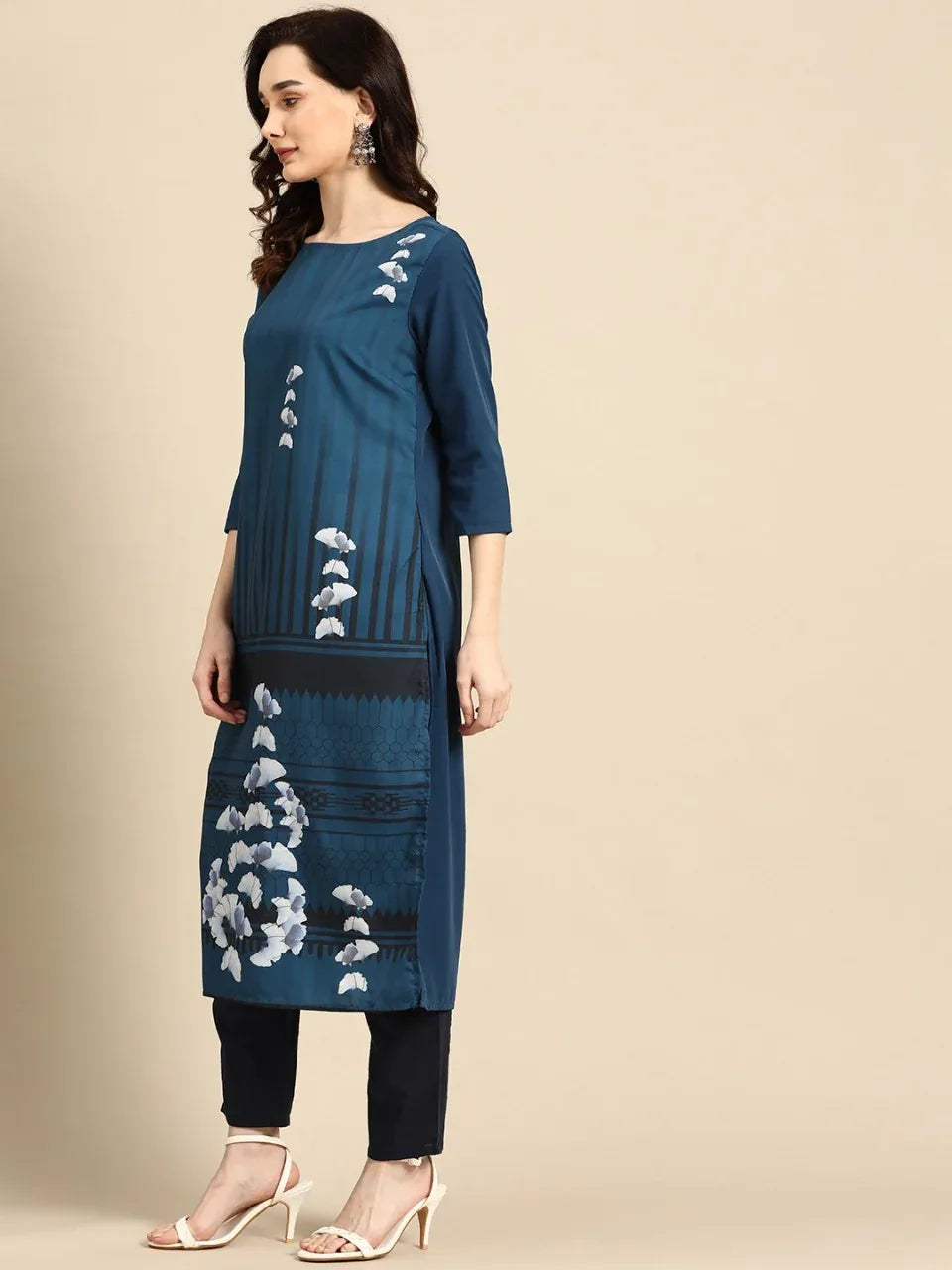 NAINA FESTIVE WEAR POLY CHANDERI KURTI - Anant Exports