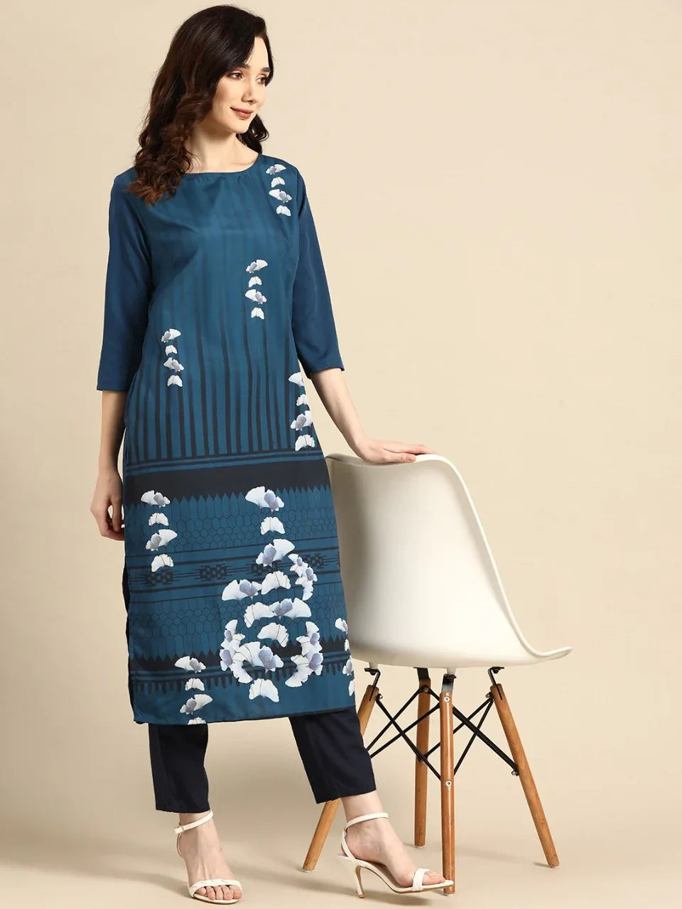 NAINA FESTIVE WEAR POLY CHANDERI KURTI - Anant Exports