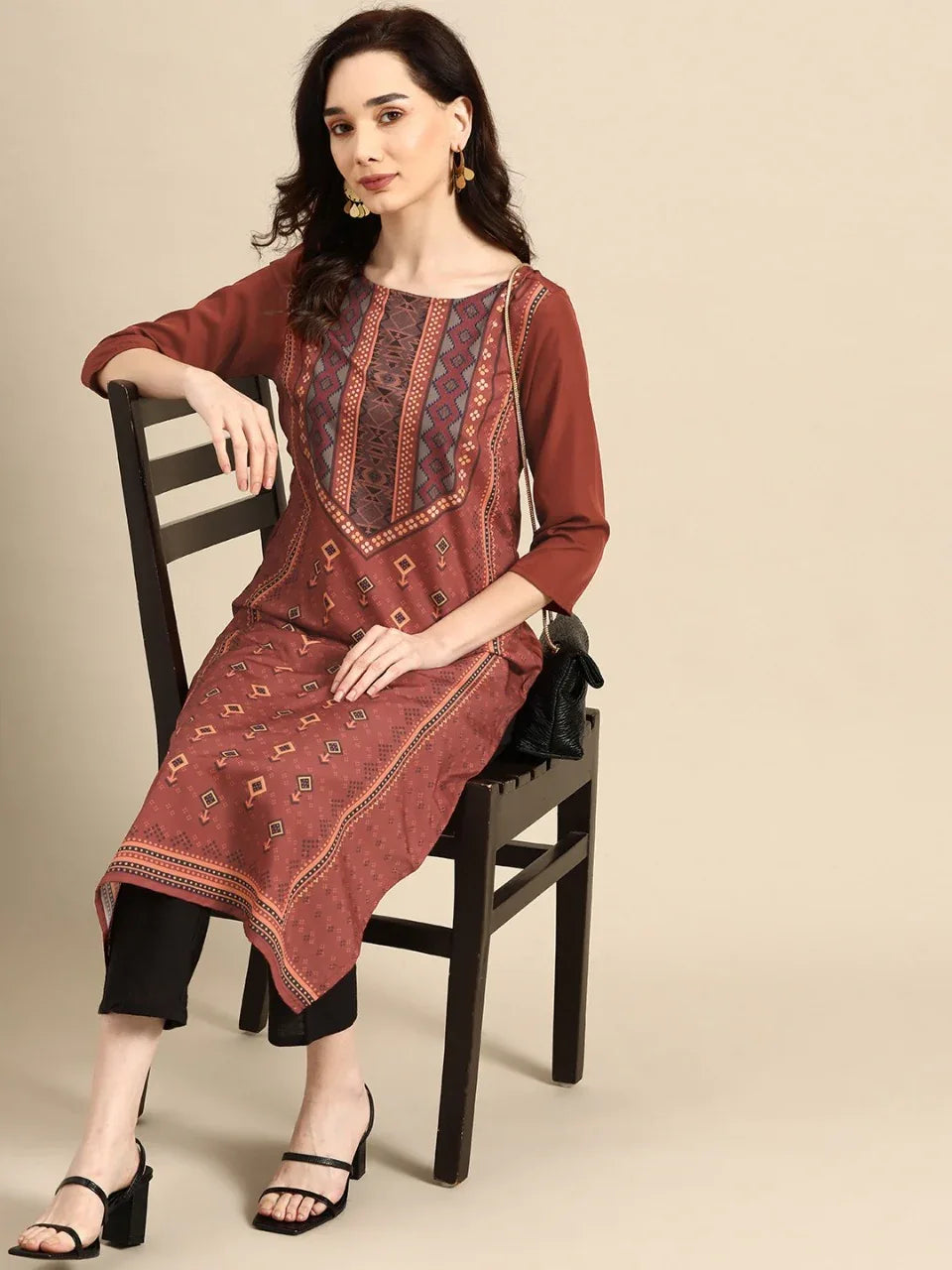 NAINA FESTIVE WEAR POLY CHANDERI KURTI - Anant Exports