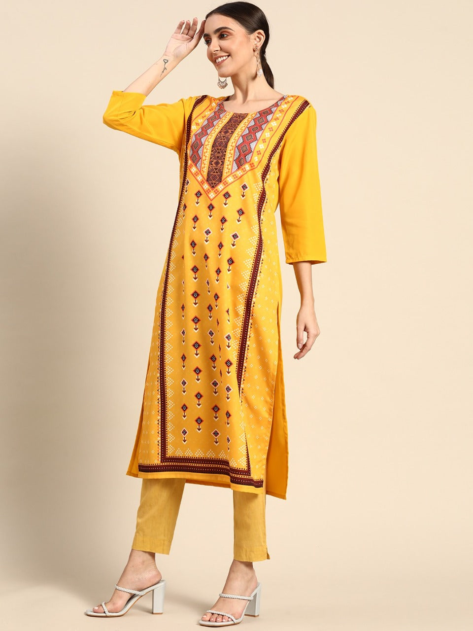 NAINA FESTIVE WEAR POLY CHANDERI KURTI