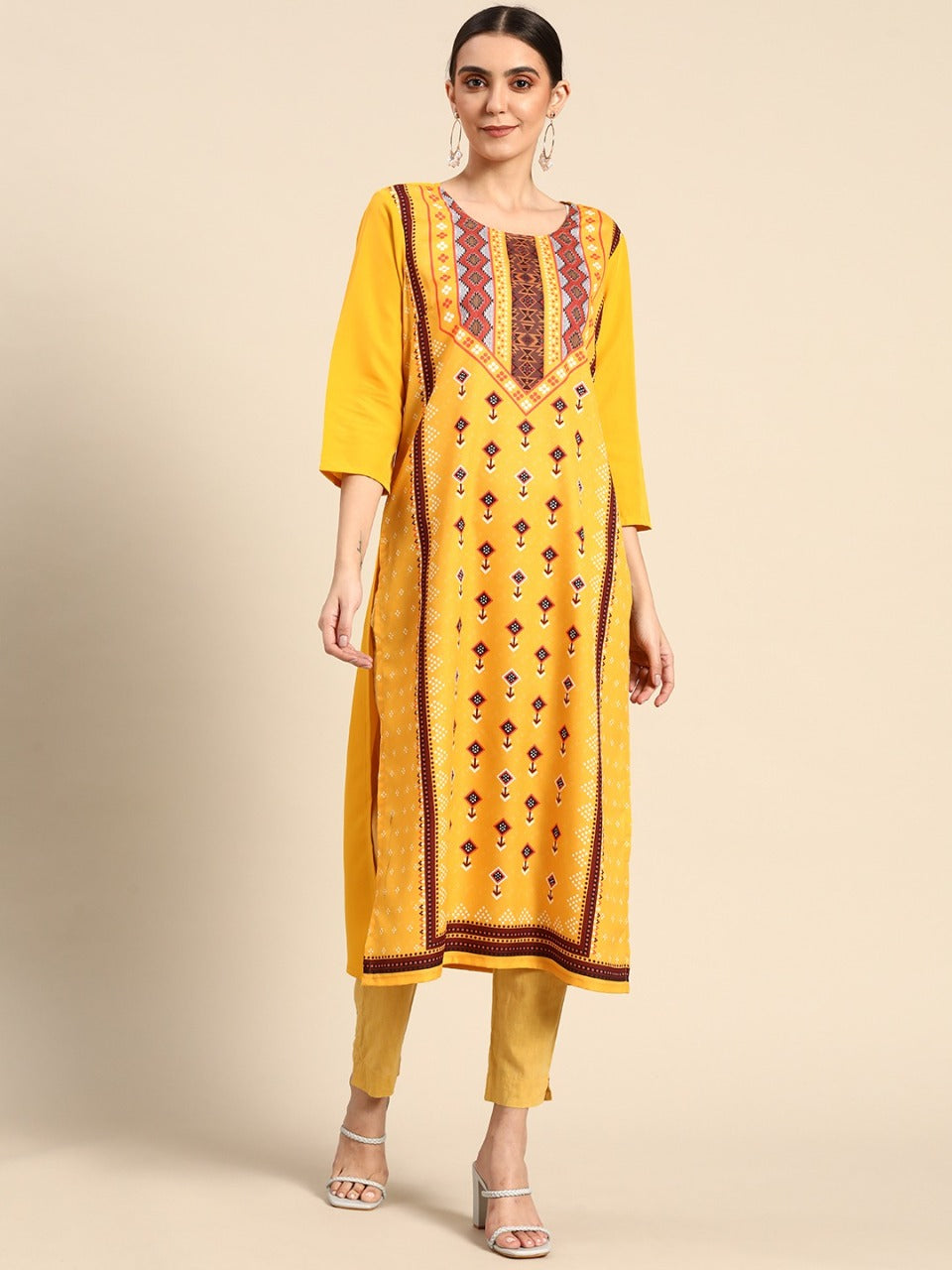 NAINA FESTIVE WEAR POLY CHANDERI KURTI