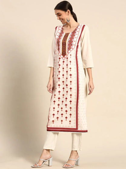 NAINA FESTIVE WEAR POLY CHANDERI KURTI - Anant Exports