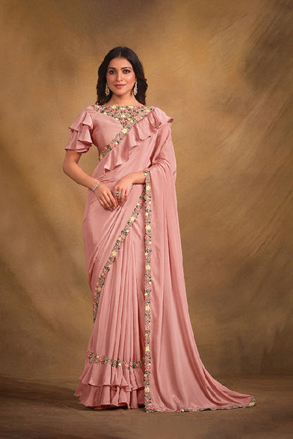 Pink Crepe Georgette Silk