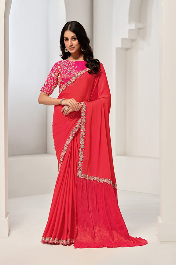 Crepe Satin Silk Saree