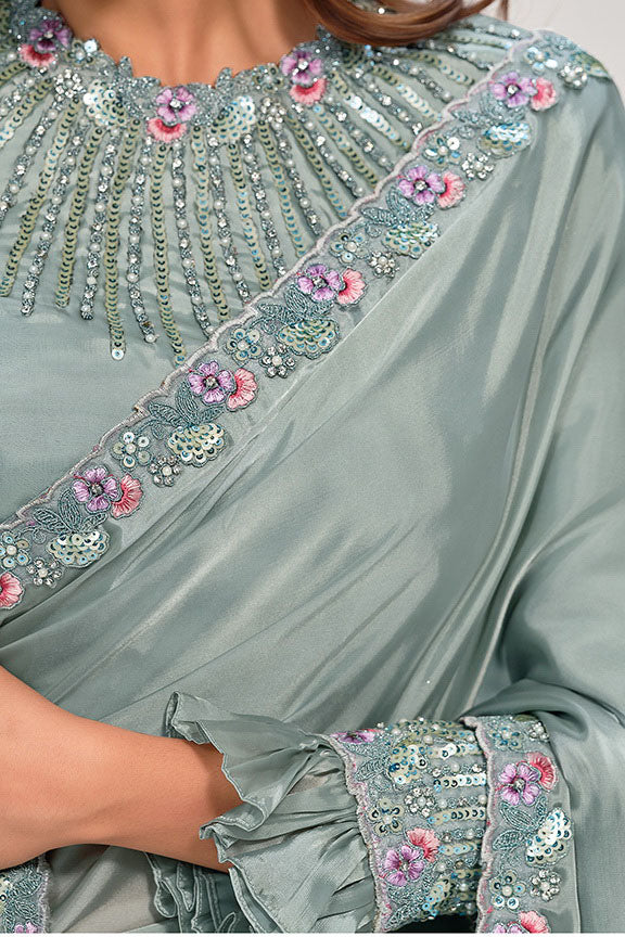 Crepe Satin Silk Saree