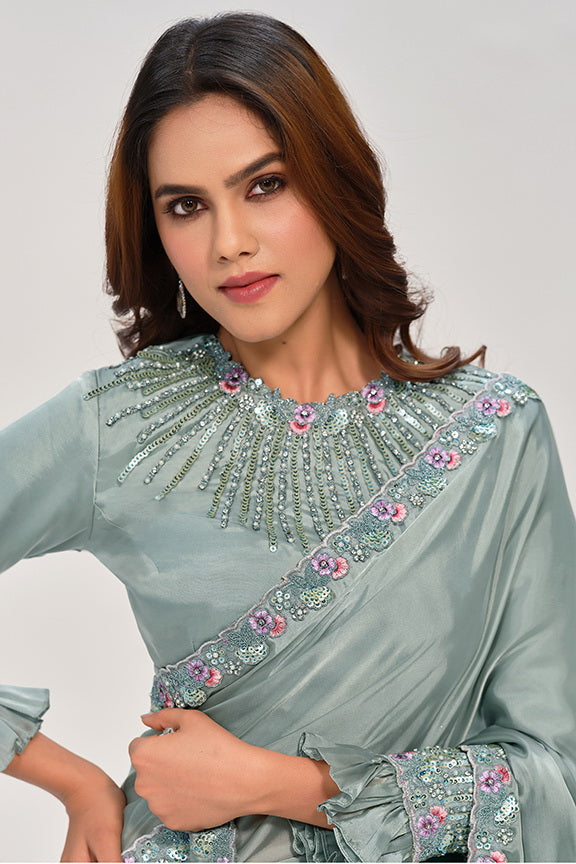 Crepe Satin Silk Saree