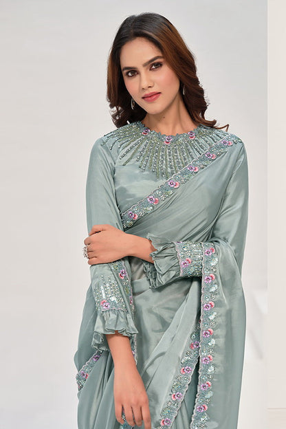 Crepe Satin Silk Saree