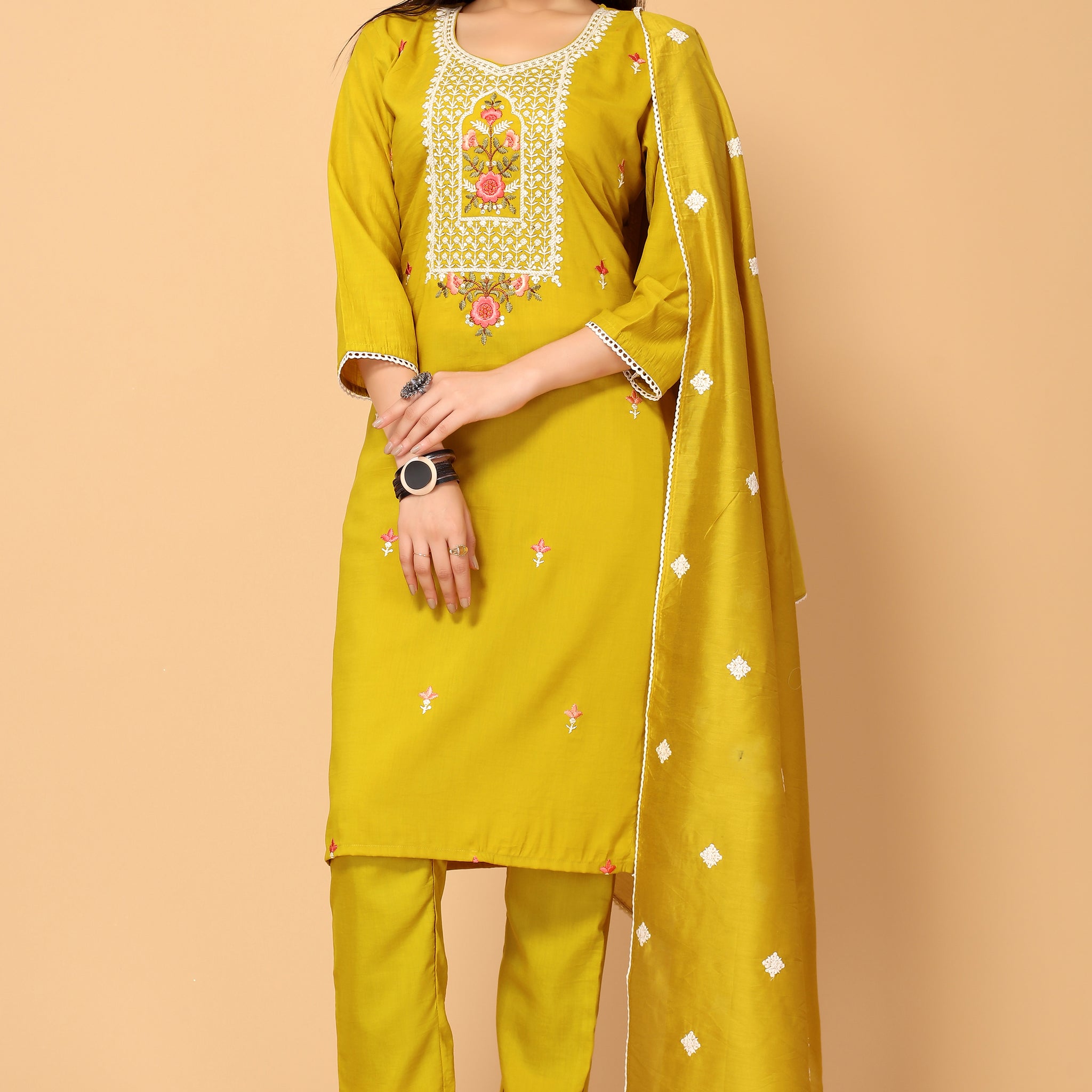 VEENA FESTIVE WEAR SILK BLEND KURTI