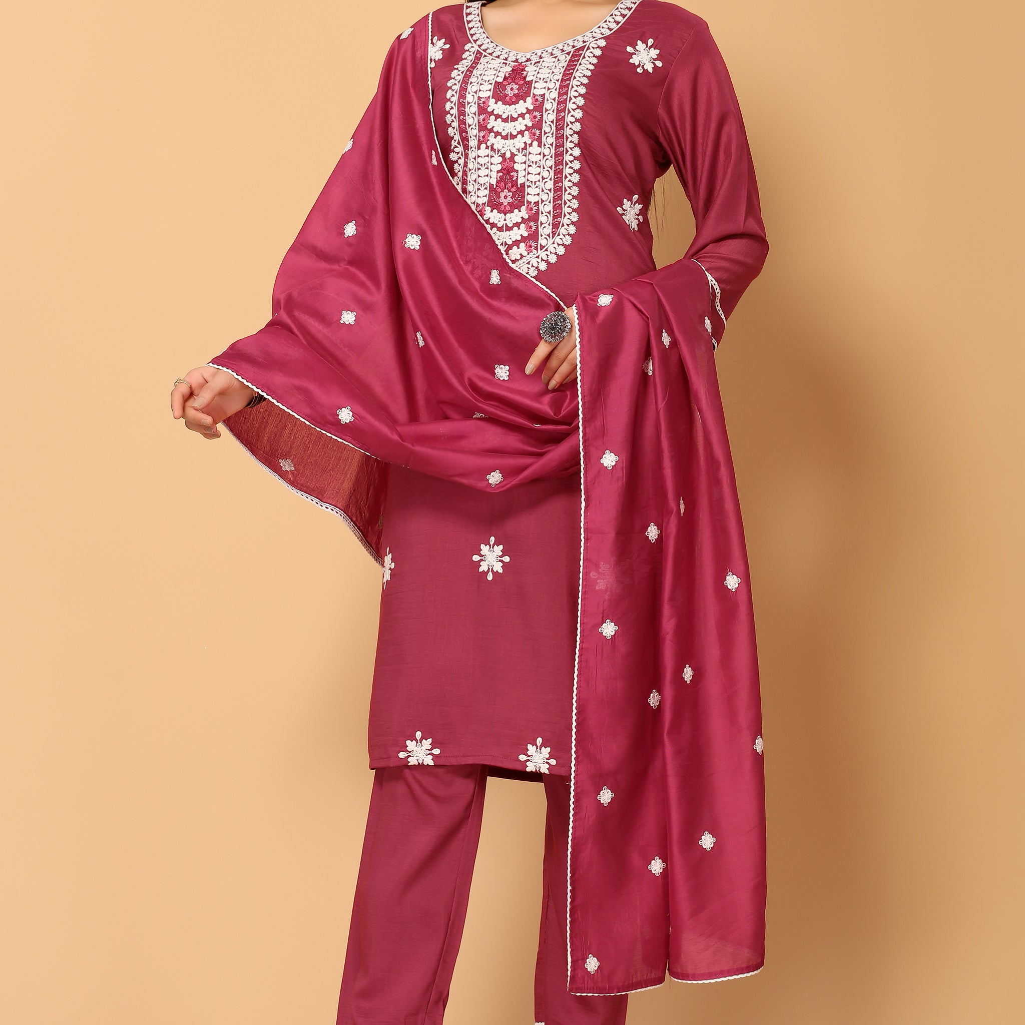 VEENA FESTIVE WEAR SILK BLEND KURTI