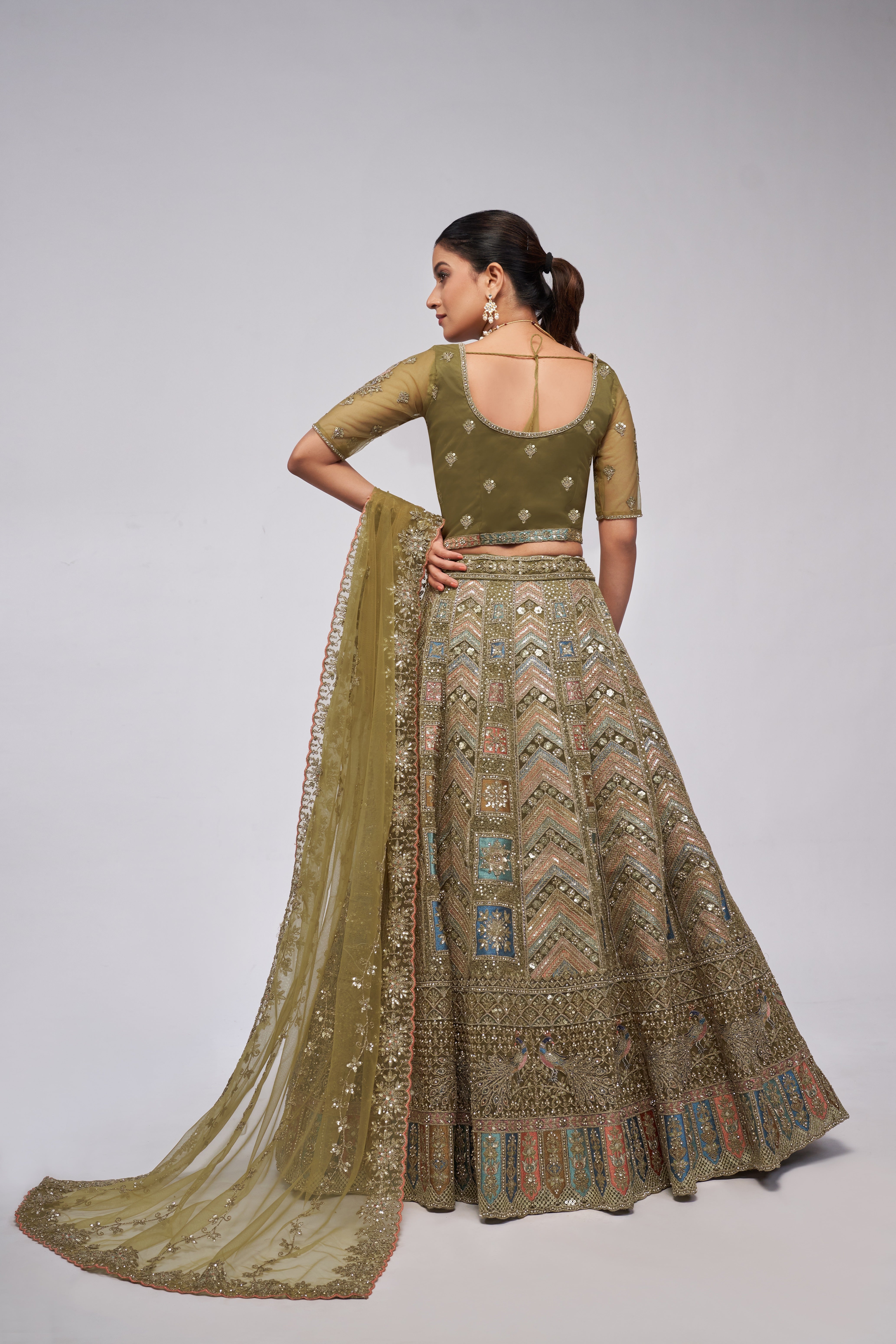 Elegant Green Bridal Lehenga Set