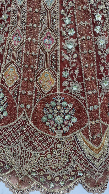 Cinnamon Pure Soft Orgenza Sequins Work Bridal Lehenga Choli Organza Lehenga Choli Anant Tex Exports Pvt.Ltd..