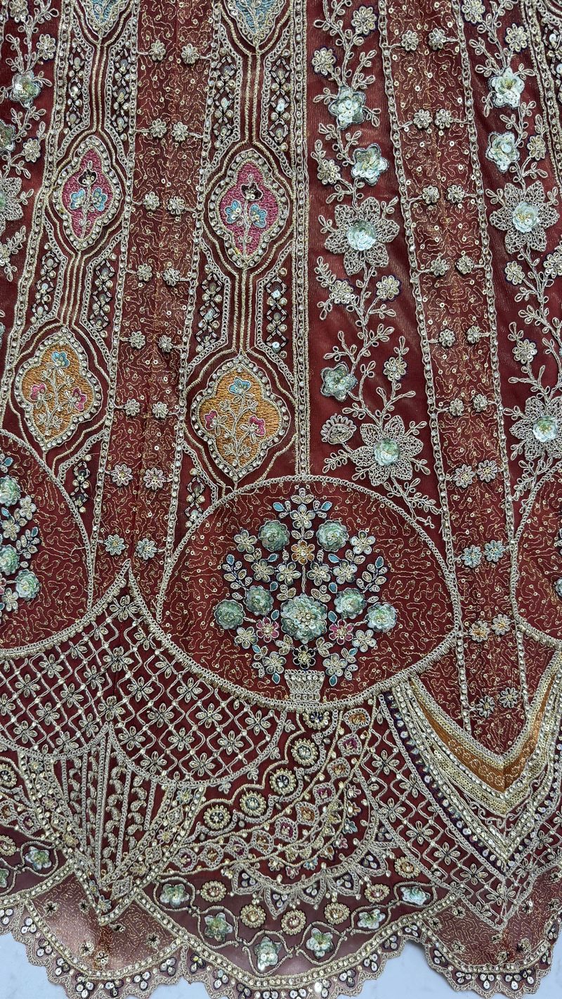 Cinnamon Pure Soft Orgenza Sequins Work Bridal Lehenga Choli
