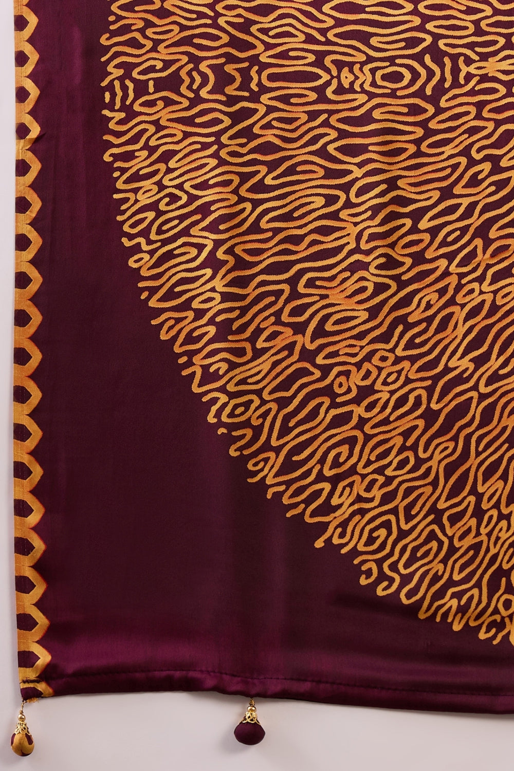 Maroon Pure Gaji Silk Satin Printed Saree 