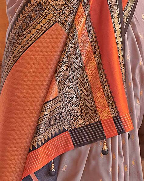 Grey Patola Silk Traditional Woven Saree ##color## Patola Saree with premium fabric and embroidery