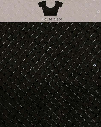 Black Pure Chiffon Sequins Embroidery Work Ready to Wear Saree 