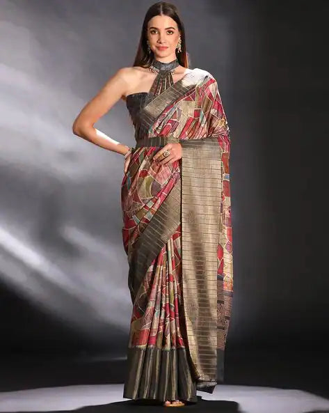 Multicolour Pure Handi Silk Handloom Saree